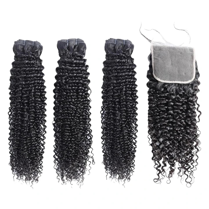 10A Virgin Curly Human Hair Bundles with Closure/Frontal